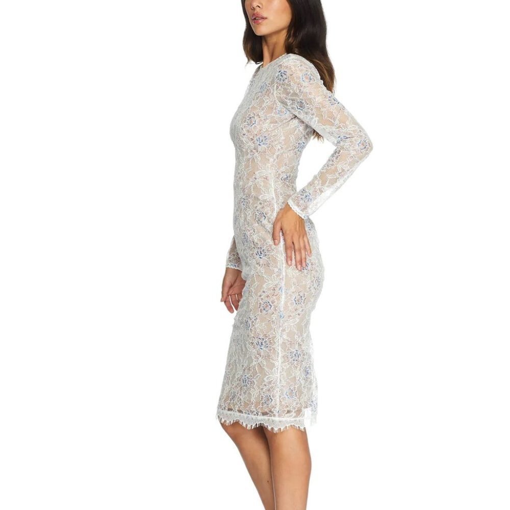 Dress The Population Off White Multi Kay Lace Sheath Cocktail Dress